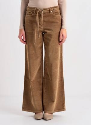 Pantalon evazat elasticitate talie înaltă maro OBJECT femeie