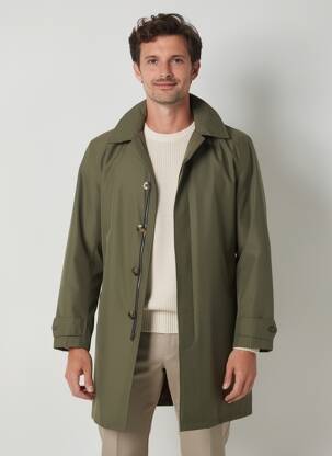 Trench croială dreaptă cu glugă verde EL GANSO bărbat