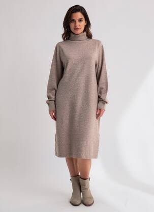 Rochie pulover croială dreaptă mâneci lungi maro CECIL femeie