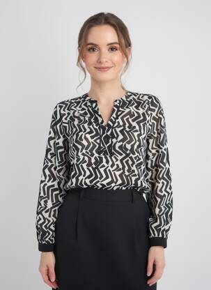 Bluză țesătură poplin mâneci lungi negru CECIL femeie
