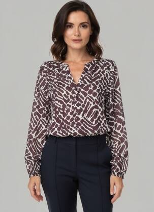 Bluză imprimeu fantezie mâneci lungi violet CECIL femeie