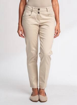 Pantalon slim țesătură poplin mărime normală bej CECIL femeie