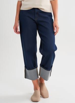 Pantalon trei sferturi elasticitate mărime normală albastru RAINBOW femeie