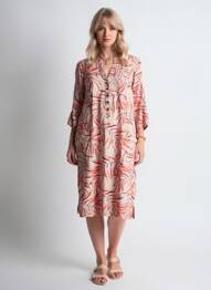 Rochie midi mâneci 3/4 mâneci 3/4 roz SIGNATURE femme
