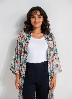Jachete kimono guler în v albastru PLUME femeie