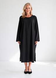 Rochie lungă mâneci lungi mâneci lungi negru CISO femeie