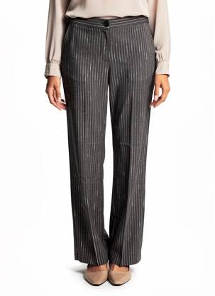 Pantalon drept țesătură poplin mărime normală negru SIGNE NATURE femeie