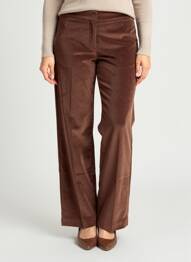 Pantalon drept închidere cu fermoar sub clapetă cu nasturi mărime normală maro SIGNE NATURE femme