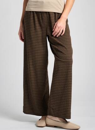 Pantalon larg țesătură poplin mărime normală maro INDI & COLD femeie
