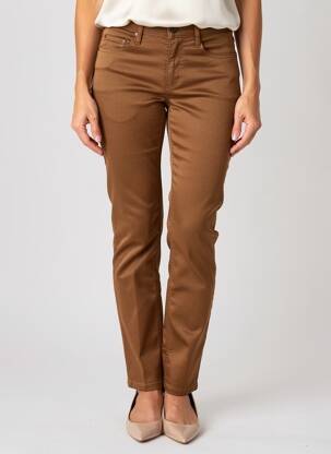 Pantalon slim țesătură poplin mărime normală maro BRANDTEX femeie