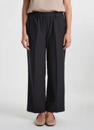 Pantalon 7/8 țesătură poplin mărime normală negru BRANDTEX femme