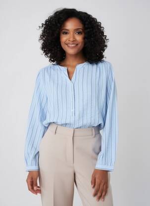 Bluză țesătură poplin mâneci lungi albastru BRANDTEX femeie