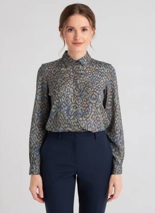 Cămașă croială cambrată mâneci lungi albastru BRANDTEX femme