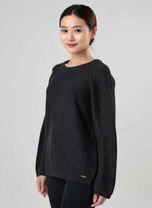 Pulover elasticitate mâneci lungi negru BRANDTEX femeie