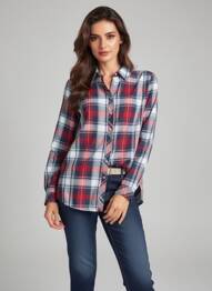 Cămașă imprimeu fantezie mâneci lungi albastru BRANDTEX femme