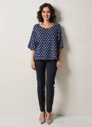 Tricou mâneci 3/4 mâneci 3/4 albastru SURKANA femeie