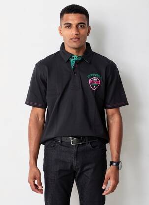 Polo țesătură jersey mâneci scurte negru RUCKFIELD bărbat