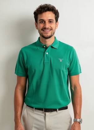 Polo elasticitate mâneci scurte verde GANT bărbat