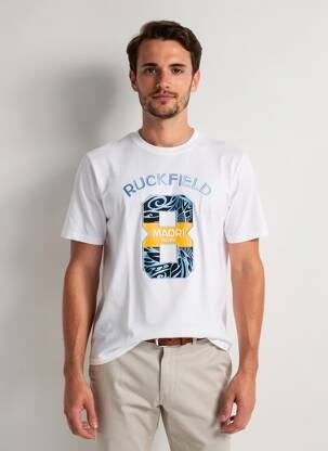 Tricou broderie mâneci scurte alb RUCKFIELD bărbat