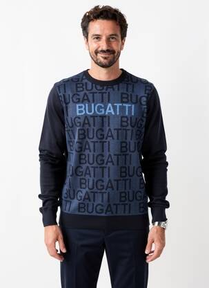 Pulover elasticitate mâneci lungi albastru BUGATTI bărbat