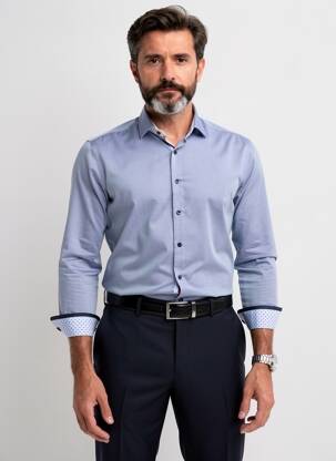 Cămașă cu mâneci lungi croială dreaptă albastru OLYMP bărbat