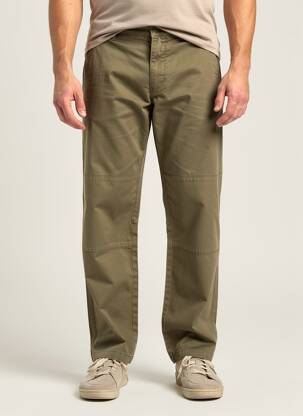 Pantalon drept țesătură poplin mărime normală verde DAYTONA bărbat