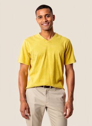 Tricou elasticitate mâneci scurte galben DAYTONA bărbat