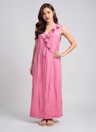 Rochie lungă fără mâneci fără mâneci roz ICHI femeie