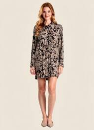 Rochie scurtă croială fluidă mâneci lungi negru FRANSA femeie