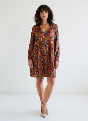 Rochie scurtă croială fluidă mâneci lungi roșu LA FIANCÉE femeie