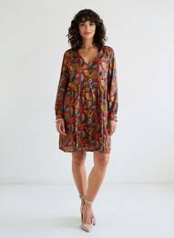 Rochie scurtă croială fluidă mâneci lungi roșu LA FIANCÉE femeie