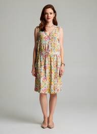 Rochie midi croială fluidă fără mâneci galben ICHI femeie