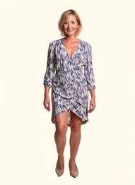 Rochie scurtă mâneci lungi mâneci lungi albastru ANGE femeie