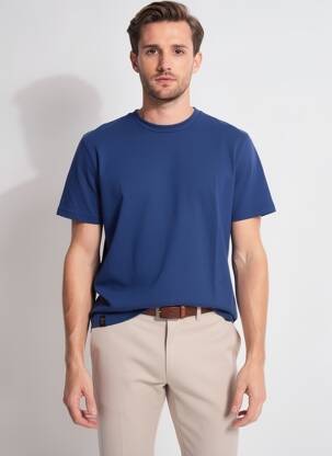 Tricou croială dreaptă mâneci scurte albastru DAYTONA bărbat