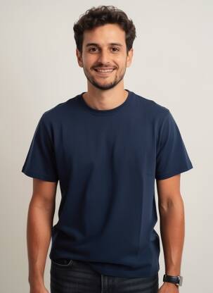 Tricou croială dreaptă mâneci scurte albastru DAYTONA bărbat