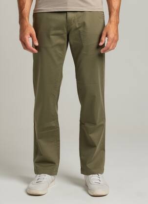 Pantalon drept țesătură poplin mărime normală verde DAYTONA bărbat
