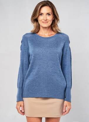 Pulover croială cambrată mâneci lungi albastru închis QUATTRO femeie