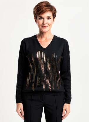 Pulover croială cambrată mâneci lungi negru QUATTRO femeie