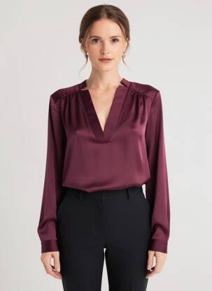 Top guler în v mâneci lungi violet VOODOO femeie