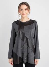 Top croială fluidă mâneci lungi gri QUATTRO femme