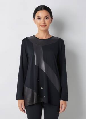 Top elasticitate mâneci lungi negru QUATTRO femeie