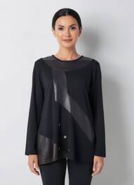 Top țesătură jersey mâneci lungi negru QUATTRO femme