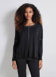 Pulover croială cambrată mâneci lungi negru VOODOO femme