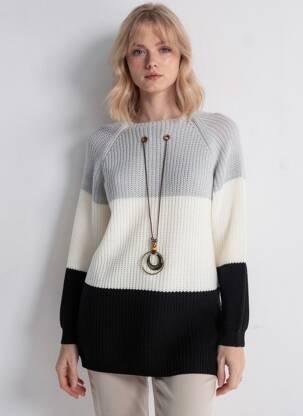 Pulover tunică elasticitate mâneci lungi gri QUATTRO femeie