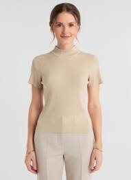 Pulover elasticitate mâneci scurte bej ZINZO femme