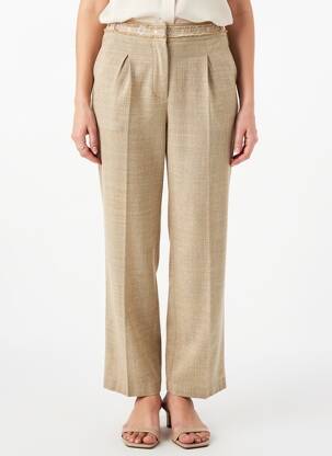 Pantalon drept talie elastică mărime normală bej JUMFIL femeie