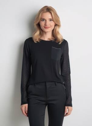 Tricou mâneci lungi mâneci lungi negru VOODOO femeie