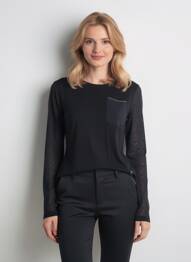Tricou mâneci lungi mâneci lungi negru VOODOO femeie
