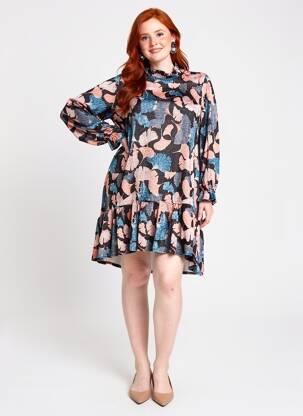 Rochie scurtă croială evazată mâneci lungi negru QUATTRO femeie
