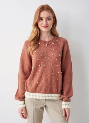 Pulover elasticitate mâneci lungi maro VOODOO femeie